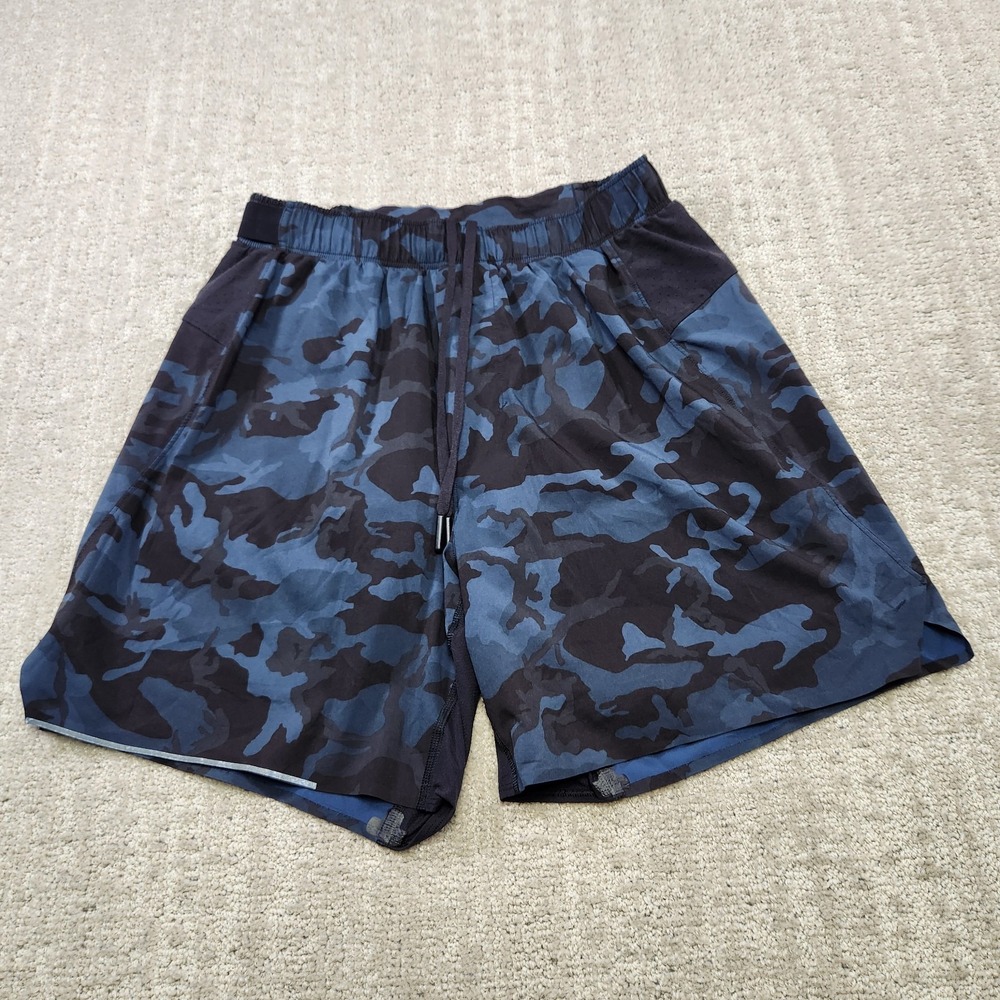 Lululemon Surge Shorts Men XS Lined Blue Camo Training Athleisure 5" Running